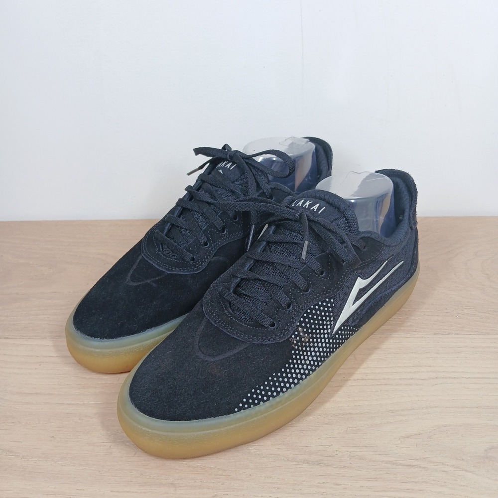 Lakai Essex Sneakers Men 8.5 Black Suede Gum Sole Skateboarding Streetwear